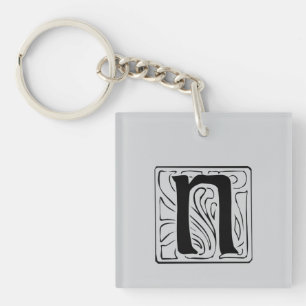 N Monogram black Keychain