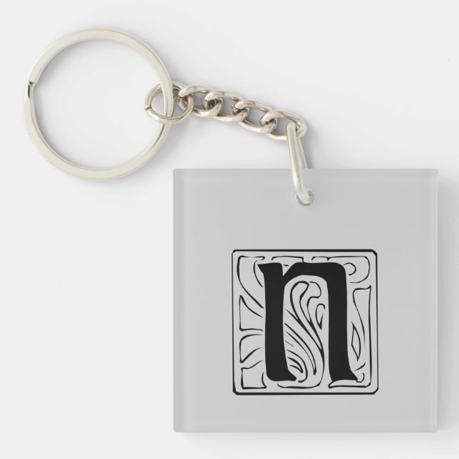 N Monogram black Keychain (Front)