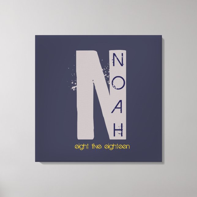 N Monogram Initial Bar Bat Mitzvah Sign-In Board Canvas Print (Front)