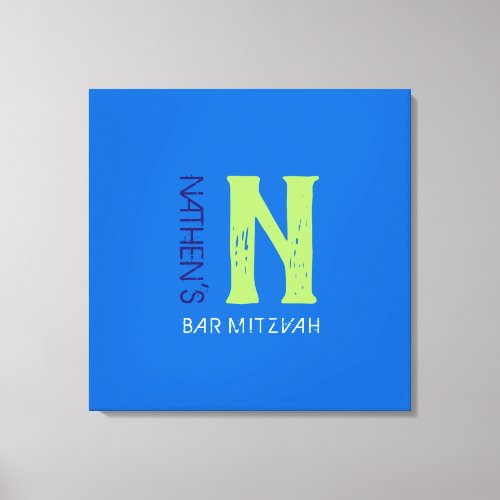 N Monogram Initial Bar Bat Mitzvah Sign_In Board Canvas Print