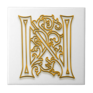 N Monogram "Irish Gold" Ceramic Tile