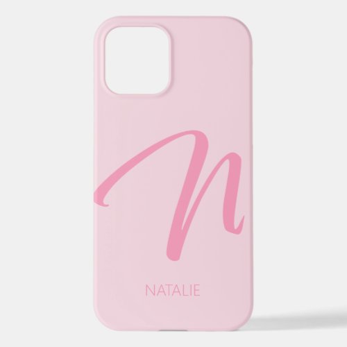 N Monogram Personalized Pink iPhone Case
