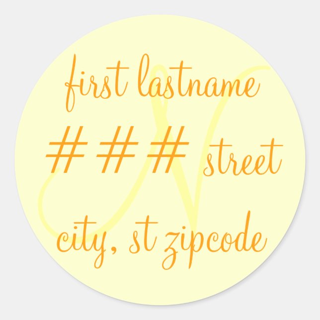 "N" monogram return address label - personalize (Front)
