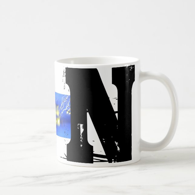 N Monogram Typographic Grunge Mug (Right)