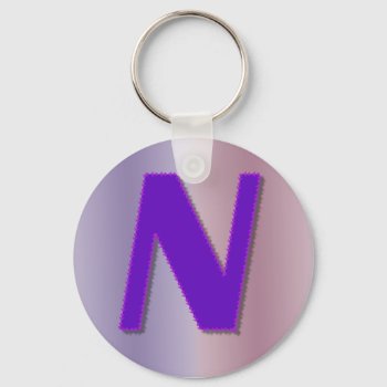 N Purple Monogram Keychain by DonnaGrayson at Zazzle