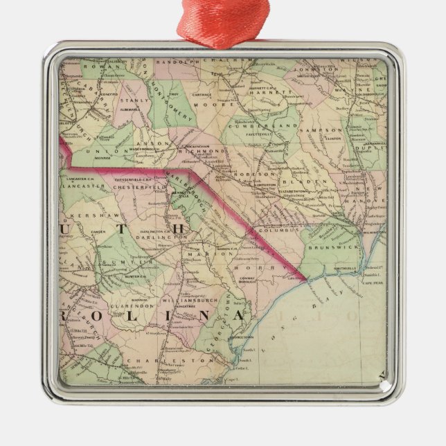 N & S Carolina 2 Metal Ornament (Front)