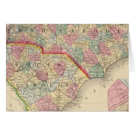 N & S Carolina Map by Mitchell Cards (Front Horizontal)