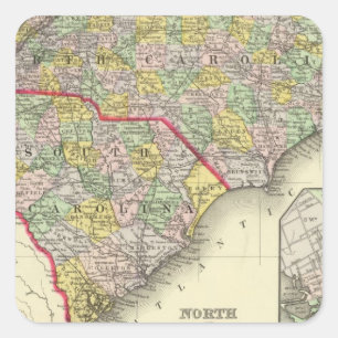 N & S Carolina Square Sticker