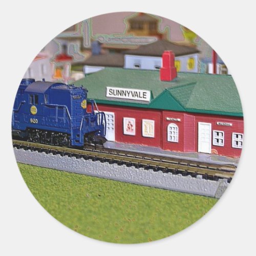 N Scale Model Train Village Classic Round Sticker