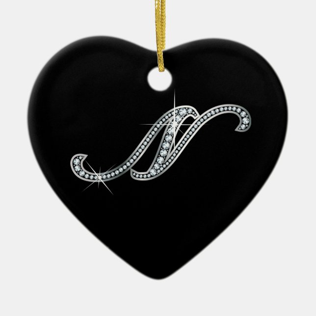 N script "Diamond Bling" Ceramic Ornament (Front)