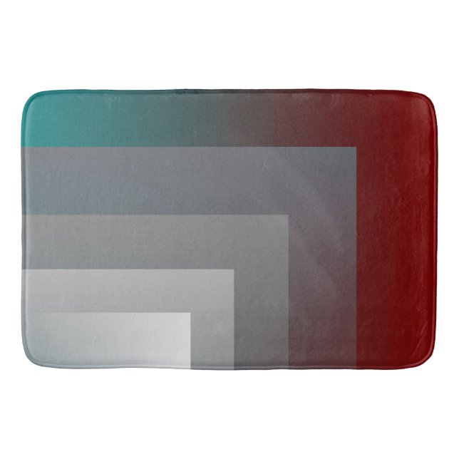 N - teal gray burgundy bath mat (Front)