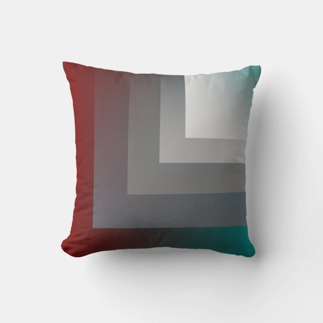 N - teal gray burgundy throw pillow (Front)