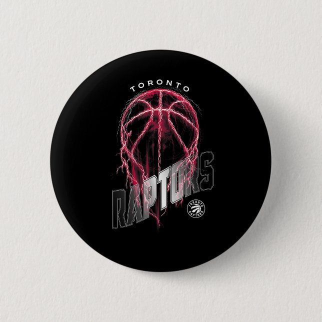 N Toronto Raptors Lightning Bolt Sketll Logo  Button (Front)