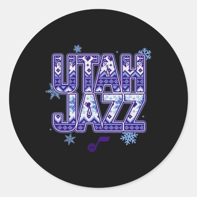 N Utah Jazz Christmas Ugly Sweater  Classic Round Sticker (Front)
