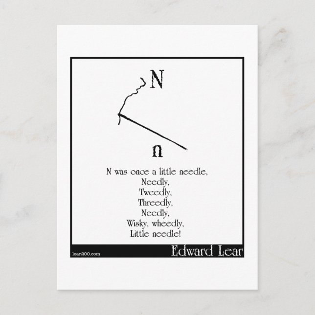 N was once a little needle postcard (Front)