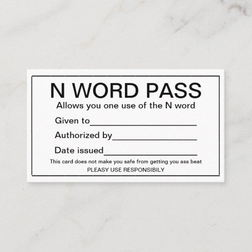 N_Word pass Business Card