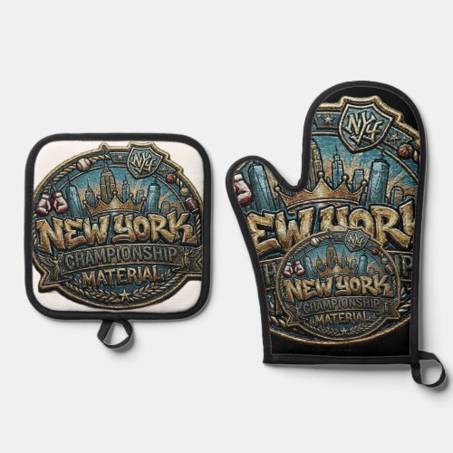 N.Y Championship Material Oven Mitts & Pot Holders Oven Mitt & Pot Holder Set
