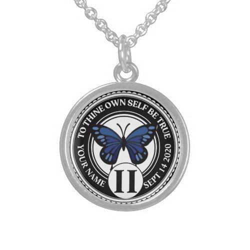 NA Coin with Butterfly Design for Living Clean Sterling Silver Necklace