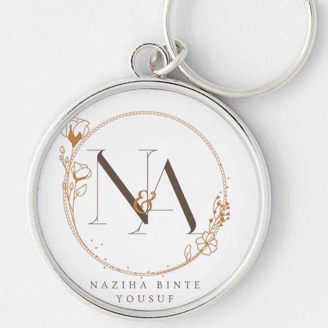 NA Initial Floral Keychain (Front)