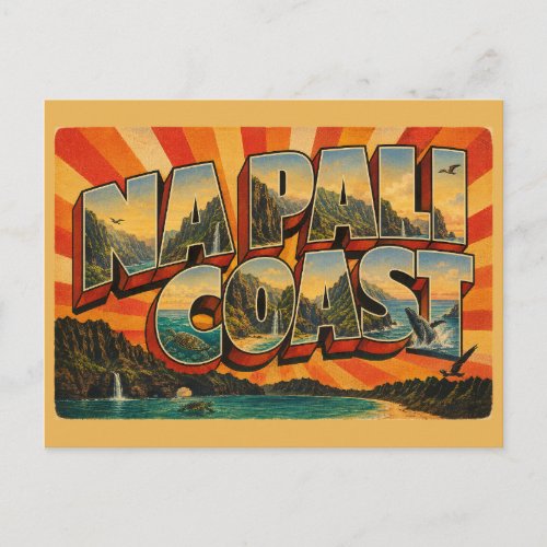 Na Pali Coast Hawaii Sea Cliffs Waterfall Art Postcard