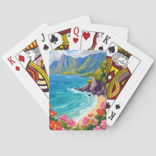 Na Pali Coast Kauai Hawaii Coastline Painting Poker Cards