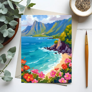 Na Pali Coast Kauai Hawaii Coastline Painting Postcard