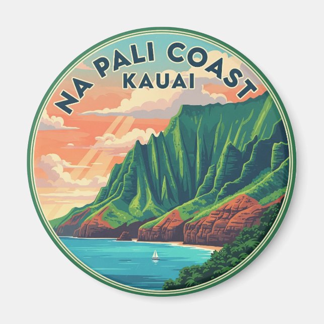 Nā Pali Coast Kauai Hawaii Travel Magnet (Front)