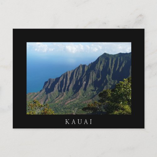 Na Pali Coast on Kauai black text postcard