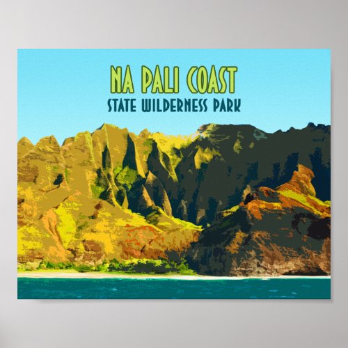 Na Pali Coast State Wilderness Park Hawaii Vintage Poster