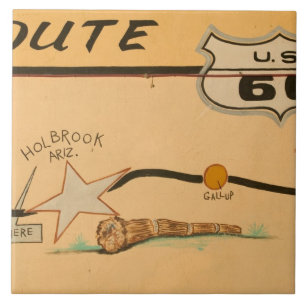 NA, USA, Arizona, Holbrook Route 66 road mural Ceramic Tile
