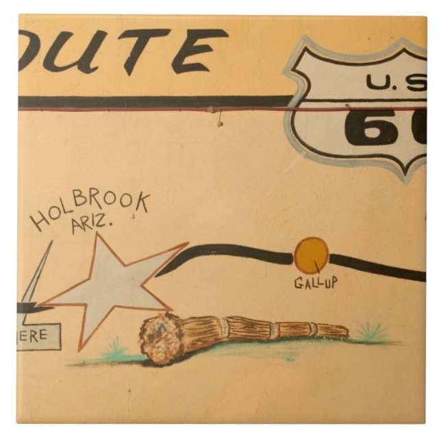 NA, USA, Arizona, Holbrook Route 66 road mural Ceramic Tile (Front)