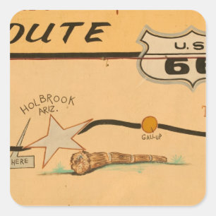 NA, USA, Arizona, Holbrook Route 66 road mural Square Sticker