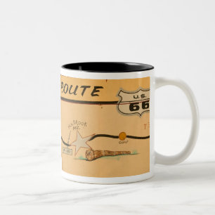 NA, USA, Arizona, Holbrook Route 66 road mural Two-Tone Coffee Mug