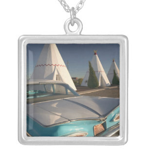 NA, USA, Arizona, Holbrook Route 66, Wigwam 2 Silver Plated Necklace