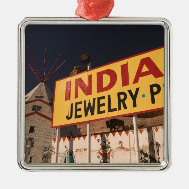 NA, USA, Arizona, Lupton Yellowhorse Indian Metal Ornament (Front)