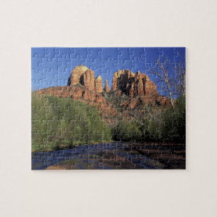 NA, USA, Arizona, Sedona. Cathedral Rock and Oak Jigsaw Puzzle