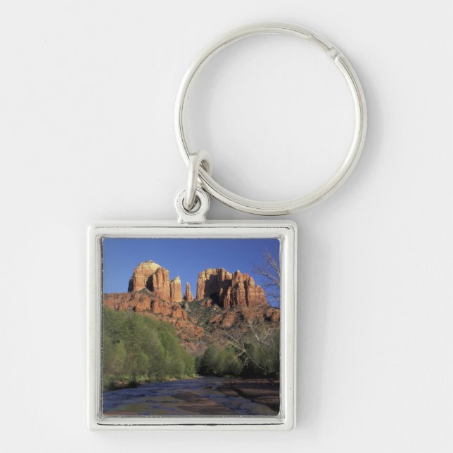 NA, USA, Arizona, Sedona. Cathedral Rock and Oak Keychain (Front)