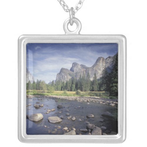 NA USA California Yosemite NP Valley view Silver Plated Necklace