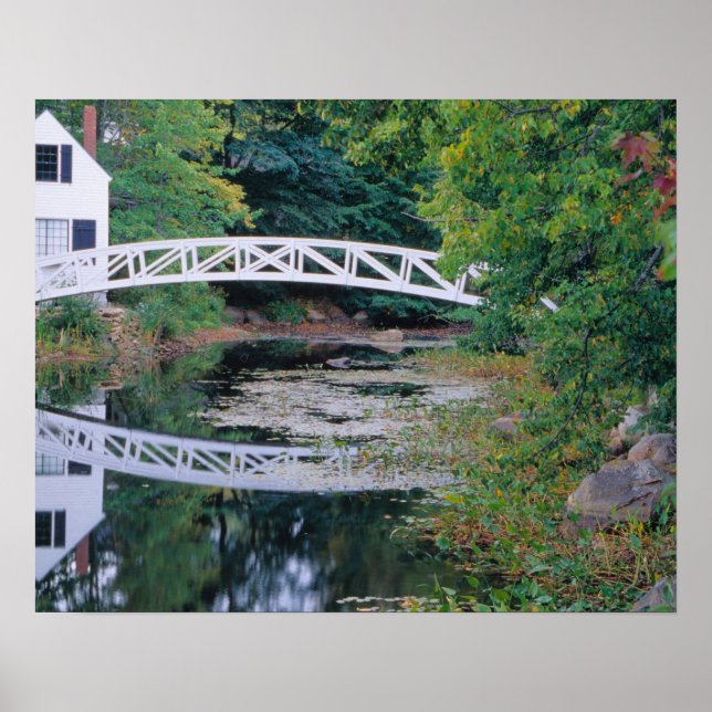 NA, USA, Maine.  Bridge over pond in Somesville. Poster (Front)