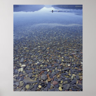 NA, USA, Montana, Glacier NP Rocks in Lake Poster