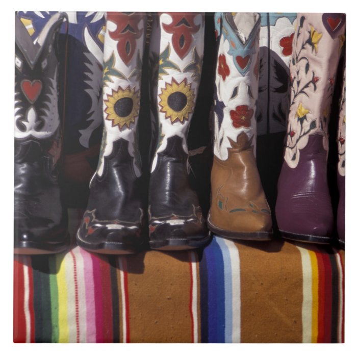 NA, USA, New Mexico, Santa Fe. Cowboy boots Tile