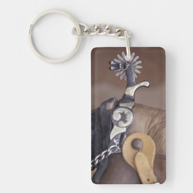 NA, USA, Texas, Lubbock Cowboy boot and spur Keychain (Front)