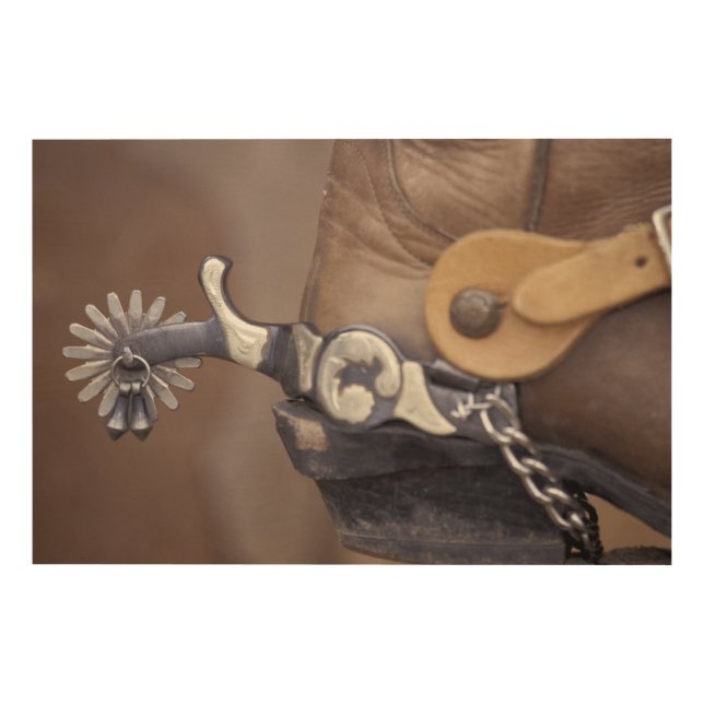 NA, USA, Texas, Lubbock Cowboy boot and spur Wood Wall Decor (Front)