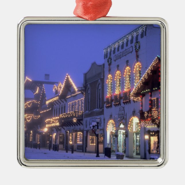 NA, USA, Washington, Leavenworth. Main Street Metal Ornament (Front)