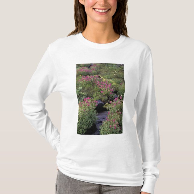 NA, USA, Washington, Mt. Rainier NP, Pink T-Shirt (Front)