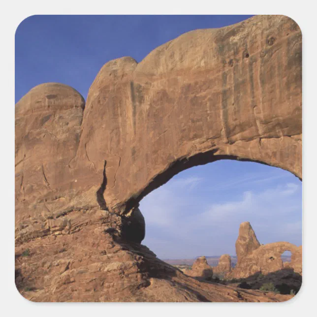 NA, Utah, Arches National Park. Double Arch Square Sticker | Zazzle