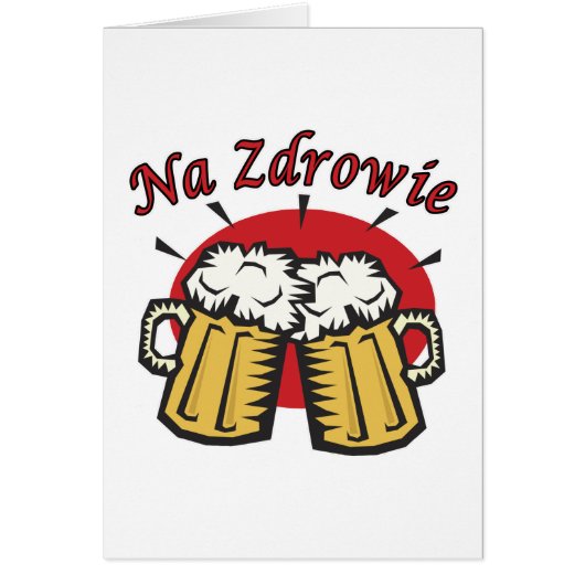 Na Zdrowie Toast With Beer Mugs Cards (Front)