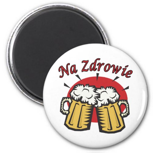 Na Zdrowie Toast With Beer Mugs Magnet