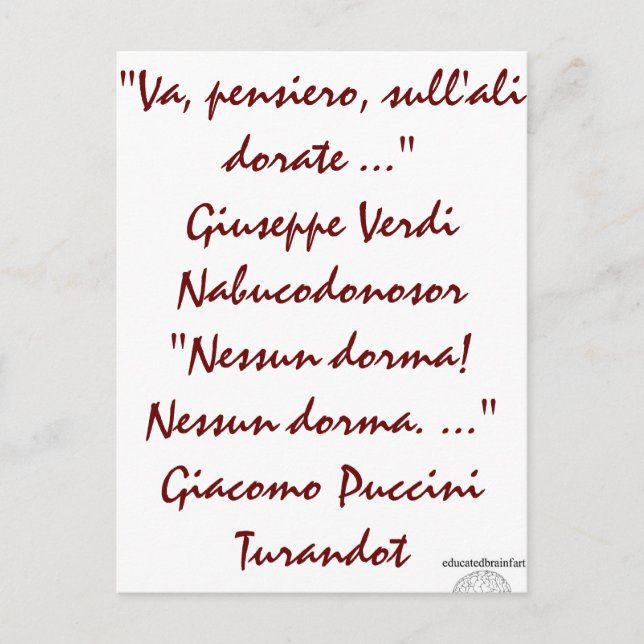 Nabucco & Turandot Postcard (Front)