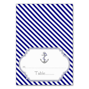 Naby blue anchor nautical wedding escort card